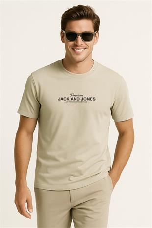 Jack & Jones JPRBLAFERRIS J&J Logolu Erkek Bej Tişört 12282250