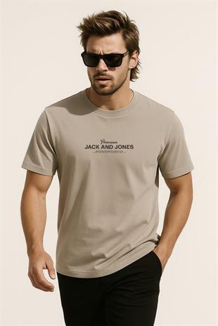 Jack & Jones JPRBLAFERRIS J&J Logolu Erkek Bej Tişört 12282250