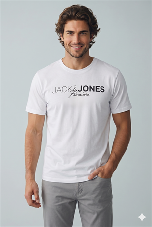 Jack & Jones JPRBLANEO SS TEE FST Logolu Erkek Beyaz Tişört 12298018