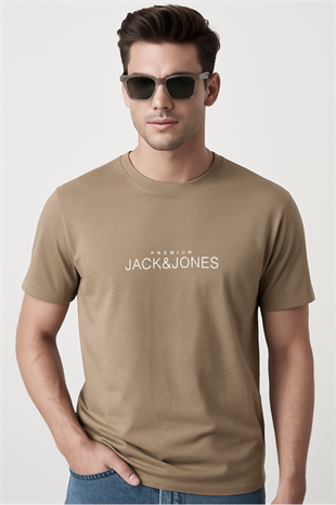 Jack & Jones JPRBLAVANCE J&J Logolu Erkek Kırık Bej Tişört 12282251