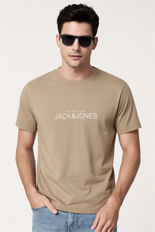 Jack & Jones JPRBLAVANCE J&J Logolu Erkek Kırık Bej Tişört 12282251