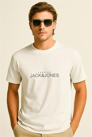 Jack & Jones JPRBLAVANCE J&J Logolu Erkek Kırık Beyaz Tişört 12282251