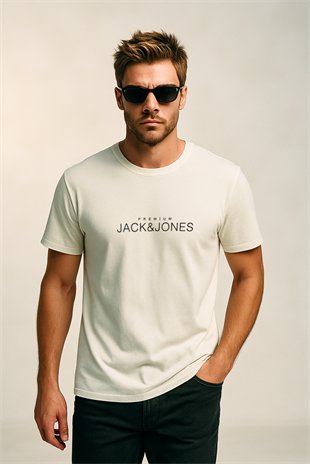 Jack & Jones JPRBLAVANCE J&J Logolu Erkek Kırık Beyaz Tişört 12282251
