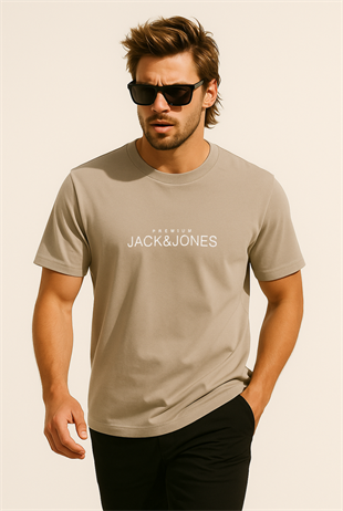 Jack & Jones JPRBLAVANCE J&J Logolu Erkek Kırık Bej Tişört 12282251