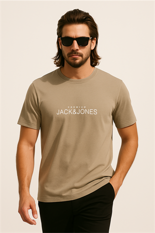 Jack & Jones JPRBLAVANCE J&J Logolu Erkek Kırık Bej Tişört 12282251