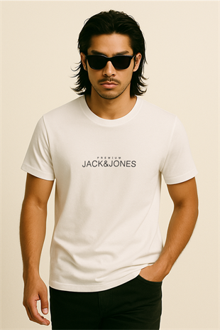 Jack & Jones JPRBLAVANCE J&J Logolu Erkek Kırık Beyaz Tişört 12282251