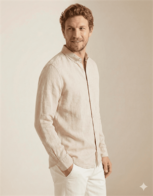 Jack & Jones JPRCCMAZE Erkek Keten Gömlek Bej 12251024