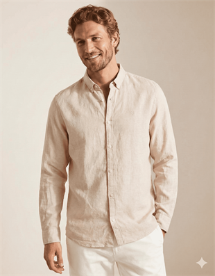 Jack & Jones JPRCCMAZE Erkek Keten Gömlek Bej 12251024