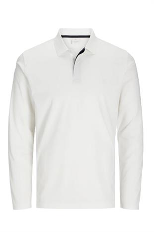 Jack & Jones JPRCCRODNEY LS Polo Yaka Beyaz Erkek Sweat Shirt 12259645