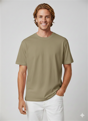 Jack & Jones Organic Düz Bisiklet Yaka Coriander Açık Haki Toprak Erkek Tişört 12156101