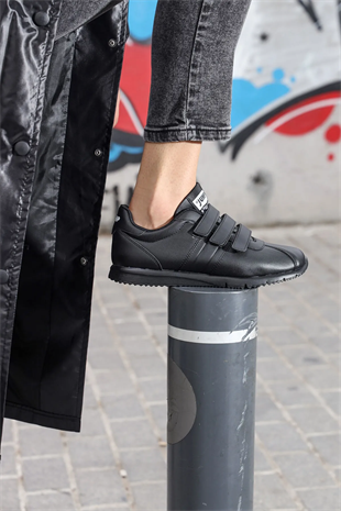 Jump 26835 Siyah Kadın Cırtlı Sneaker Spor Ayakkabı