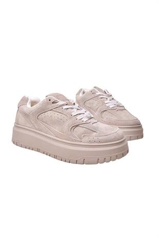 Lufian Kay Bej Yüksek TabanKadın Sneaker Ayakkabı 122230039
