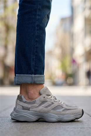 Lufian Mark Gri Hakiki Deri Erkek Sneaker Ayakkabı 112230240