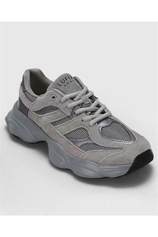 Lufian Mark Gri Hakiki Deri Erkek Sneaker Ayakkabı 112230240