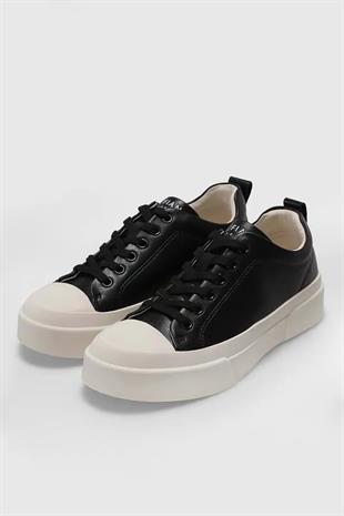 Lufian Mia Siyah Hakiki Deri Kadın Sneaker Ayakkabı 121230038