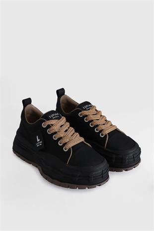 Lufian Zeta Siyah Hakiki Deri Kadın Sneaker Ayakkabı 121230002