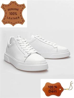 MAKRAS EXCLUSIVE Tommy 777 Beyaz Hakiki Deri Erkek Sneaker Ayakkabı