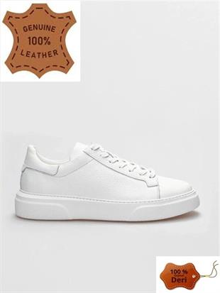 MAKRAS EXCLUSIVE Tommy 777 Beyaz Hakiki Deri Erkek Sneaker Ayakkabı
