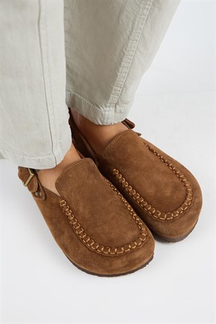 Manijero Alba MNR.010.02 Kadın Taba Günlük Hakiki Deri Sandalet Terlik