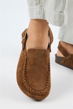 Manijero Alba MNR.010.02 Kadın Taba Günlük Hakiki Deri Sandalet Terlik