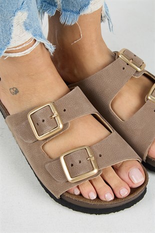 Manijero Mira MNR.021.02 Kadın Vizon Günlük Hakiki Deri Terlik