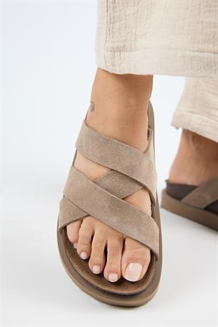 Manijero Paula MNR.011.01 Kadın Vizon Kalın Taban Günlük Hakiki Deri Terlik