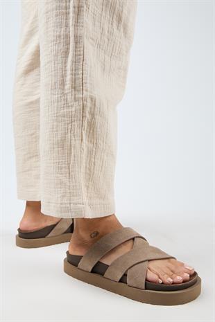 Manijero Paula MNR.011.01 Kadın Vizon Kalın Taban Günlük Hakiki Deri Terlik