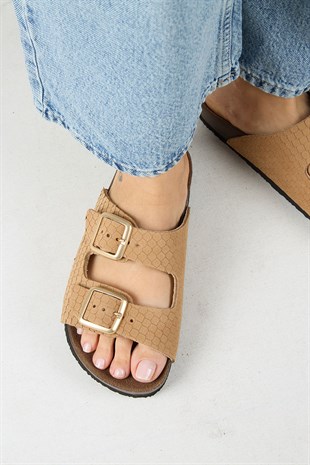 Manijero Petra MNR.020.04 Kadın Taba Günlük Hakiki Deri Terlik