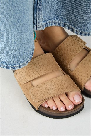 Manijero Tolly MNR.019.04 Kadın Taba Günlük Hakiki Deri Terlik