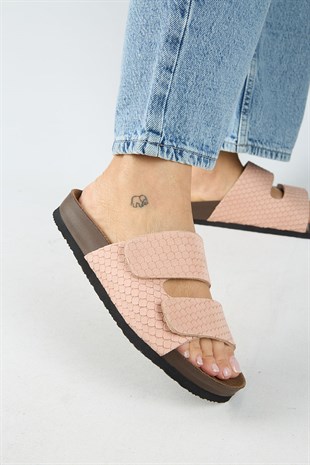 Manijero Tolly MNR.019.05 Kadın Pudra Günlük Hakiki Deri Terlik