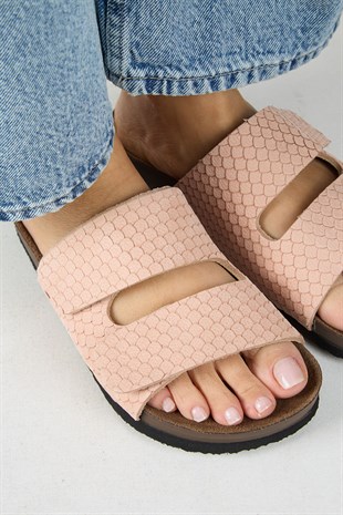 Manijero Tolly MNR.019.05 Kadın Pudra Günlük Hakiki Deri Terlik