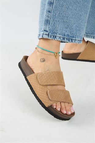 Manijero Tolly MNR.019.04 Kadın Taba Günlük Hakiki Deri Terlik