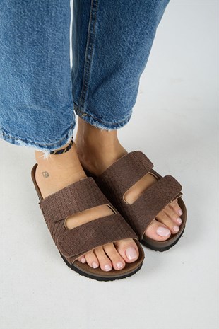 Manijero Tolly MNR.019.01 Kadın Kahverengi Günlük Hakiki Deri Terlik