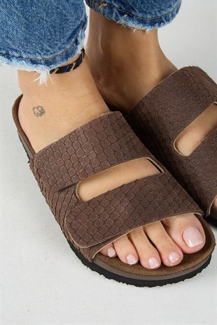 Manijero Tolly MNR.019.01 Kadın Kahverengi Günlük Hakiki Deri Terlik