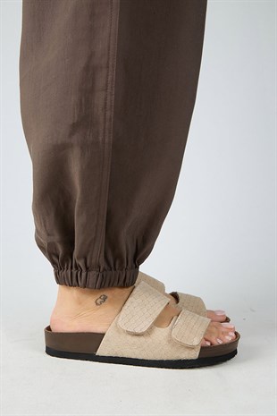 Manijero Tolly MNR.019.03 Kadın Bej Günlük Hakiki Deri Terlik