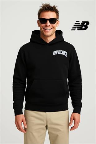 New Balance Siyah Erkek Hoodie Kapşonlu Sweatshirt UNH3350-BK