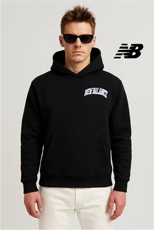 New Balance Siyah Erkek Hoodie Kapşonlu Sweatshirt UNH3350-BK