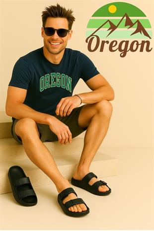 Oregon Shoes FeelUp Comfort Eva Erkek Deniz Günlük Cırtlı Terlik Siyah