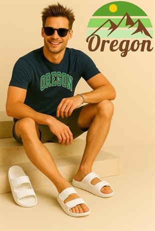 Oregon Shoes FeelUp Comfort Eva Erkek Deniz Günlük Cırtlı Terlik Ekru