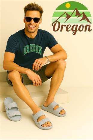 Oregon Shoes FeelUp Comfort Eva Erkek Deniz Günlük Cırtlı Terlik Gri