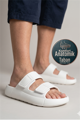 Oregon Shoes FeelUp Comfort Eva Erkek Deniz Günlük Cırtlı Terlik Ekru