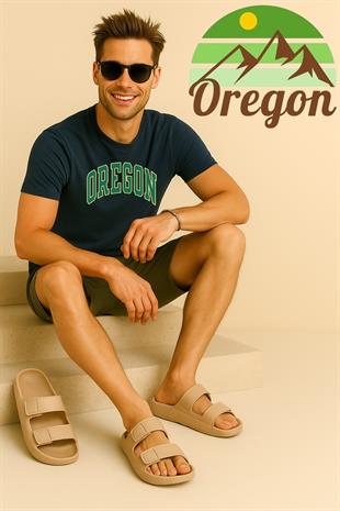 Oregon Shoes FeelUp Comfort Eva Erkek Deniz Günlük Cırtlı Terlik Vizon