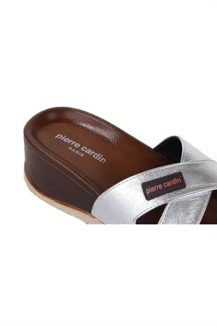 Pierre Cardin Gümüş Yüksek Taban Ortopedik Taban Gümüş Günlük Kadın Terlik 7010
