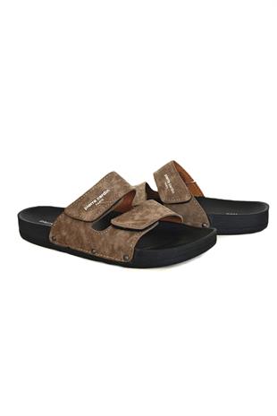 Pierre Cardin Erkek Çift Kemerli Cırtlı Terlik Vizon PC-7019-7039