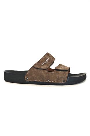 Pierre Cardin Erkek Çift Kemerli Cırtlı Terlik Vizon PC-7019-7039
