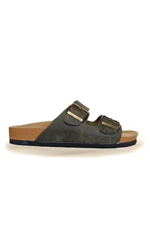 Pierre Cardin Erkek Çift Tokalı Terlik Haki PC-7543