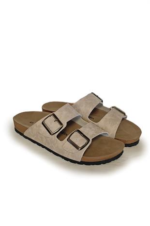 Pierre Cardin Erkek Çift Tokalı Terlik Bej PC-7543