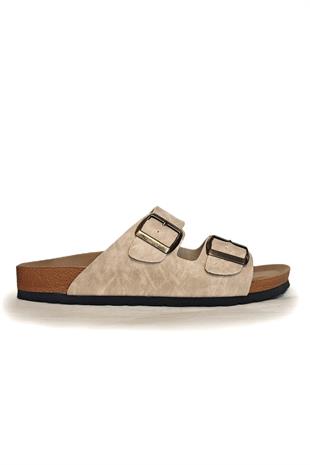 Pierre Cardin Erkek Çift Tokalı Terlik Bej PC-7543