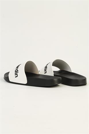 Pierre Cardin Erkek Tek Bant Terlik Siyah Beyaz PC-7435