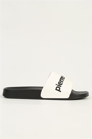 Pierre Cardin Erkek Tek Bant Terlik Siyah Beyaz PC-7435